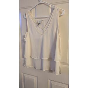 HD in Paris Cream Flowy Layered Tank Top, Size 10, Polished Boho, Fairycore